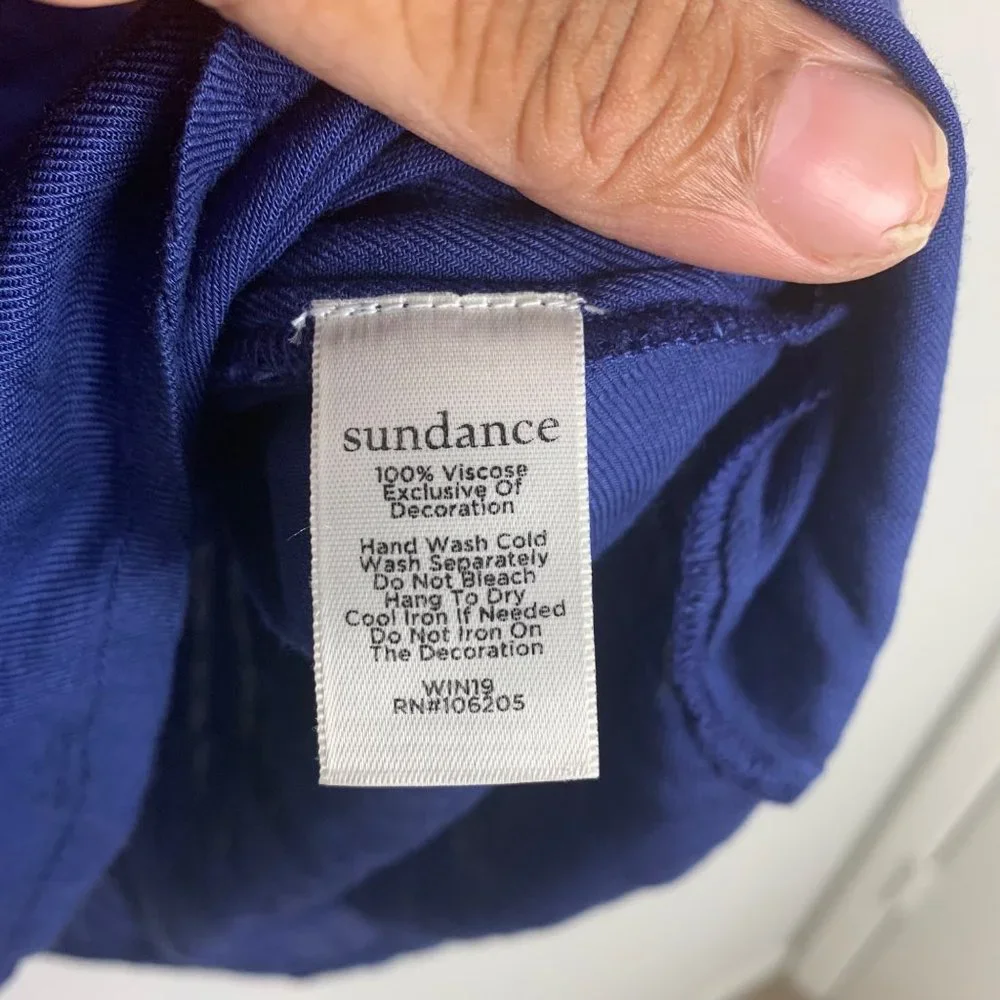 Sundance Beaded Beaded Blouse Size M Blue Long Sleeve Bedazzled - Picture 7 of 7